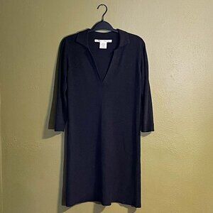 Max Studio Charcoal Gray Knit Polo Collar Shift Dress – Size M